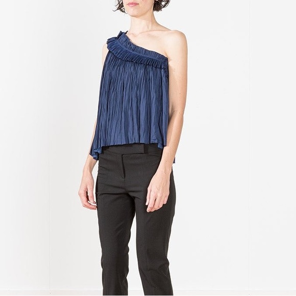 Ulla Johnson One Shoulder Top in Midnight Navy - Picture 2 of 6